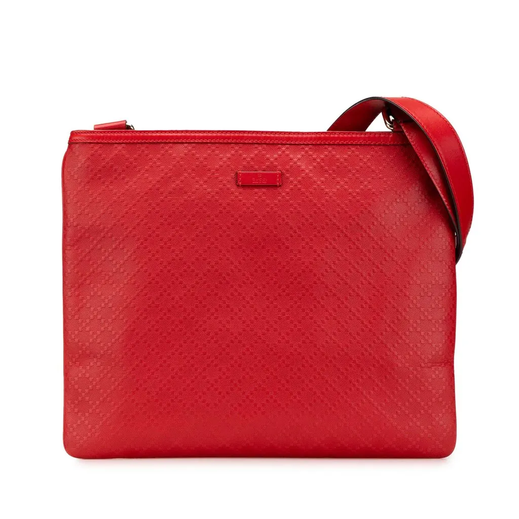 Gucci Leather Diamante Hilary Lux Crossbody Red Leather Good - Front View