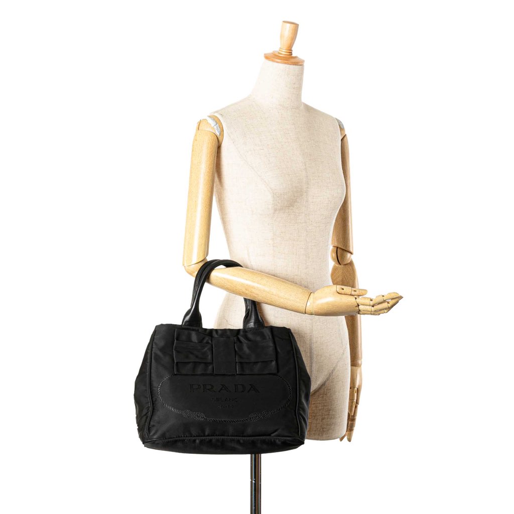 Prada Tessuto Canapa Logo Bow Satchel - Image 15