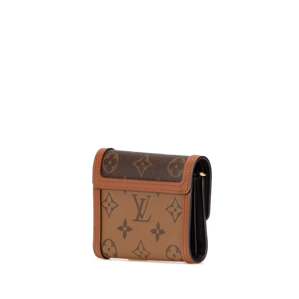Louis Vuitton Monogram Reverse Dauphine Compact Wallet Brown Canvas Good - Back View