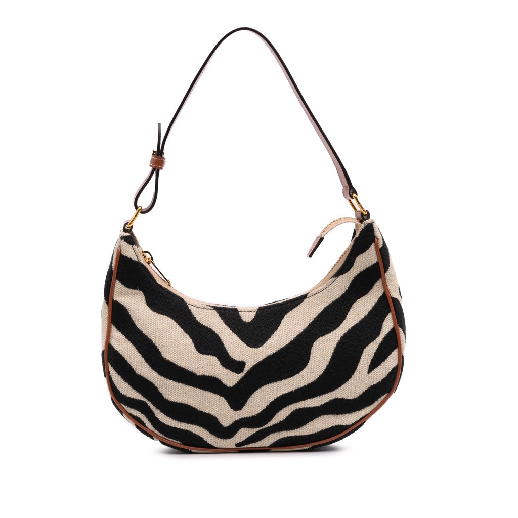 Celine Zebra Print Canvas Ava Shoulder Bag