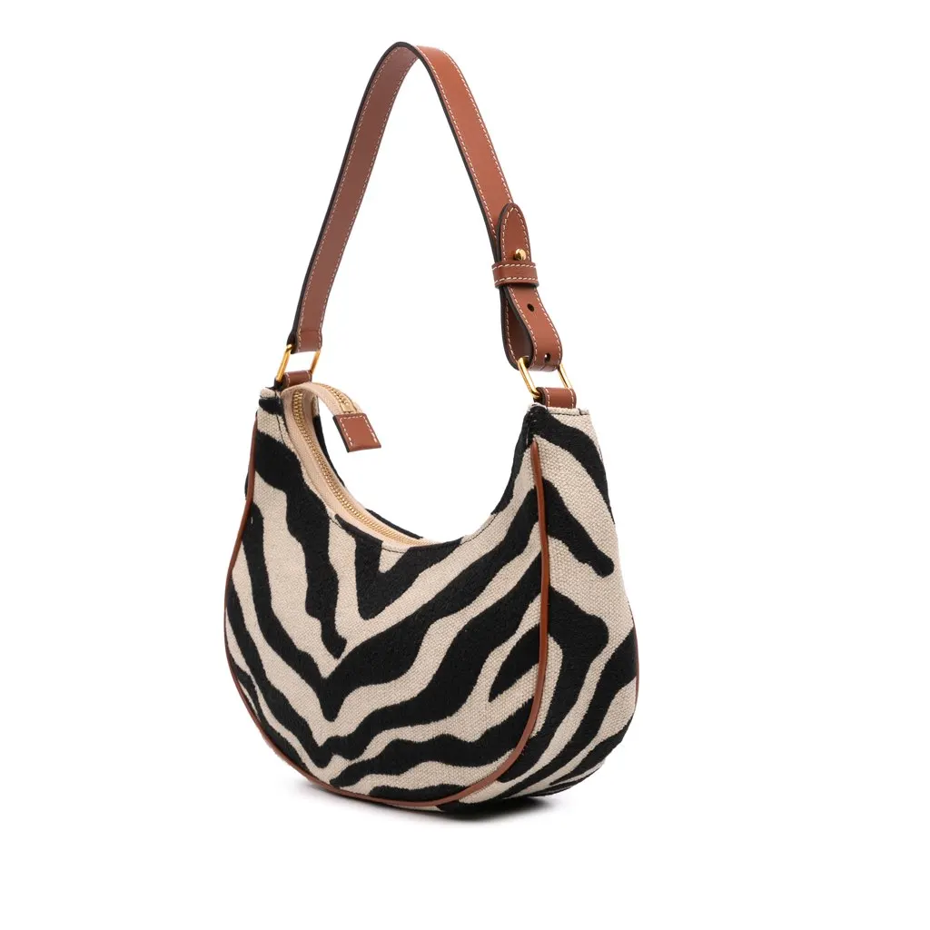 Celine Zebra Print Canvas Ava Shoulder Bag Brown Canvas Good - Back View