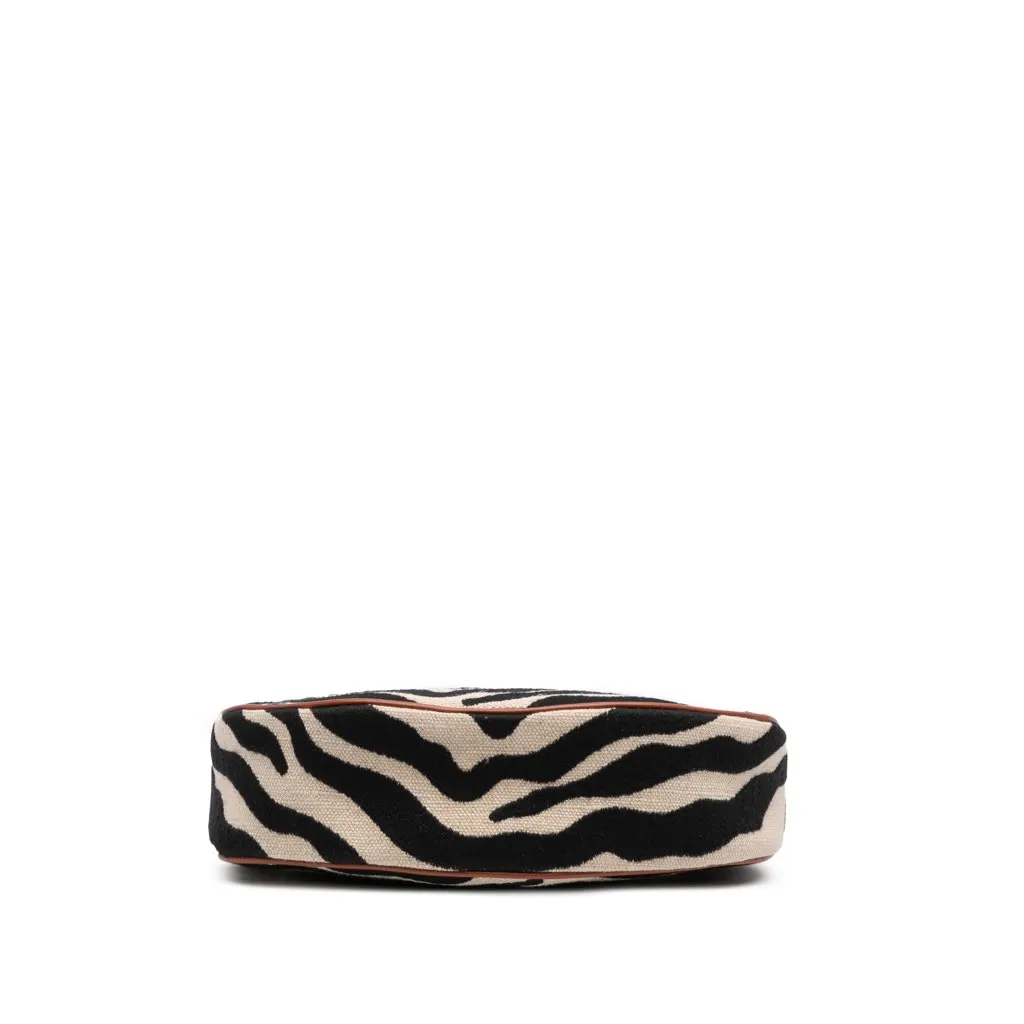 Celine Zebra Print Canvas Ava Shoulder Bag Brown Canvas Good - Inside View