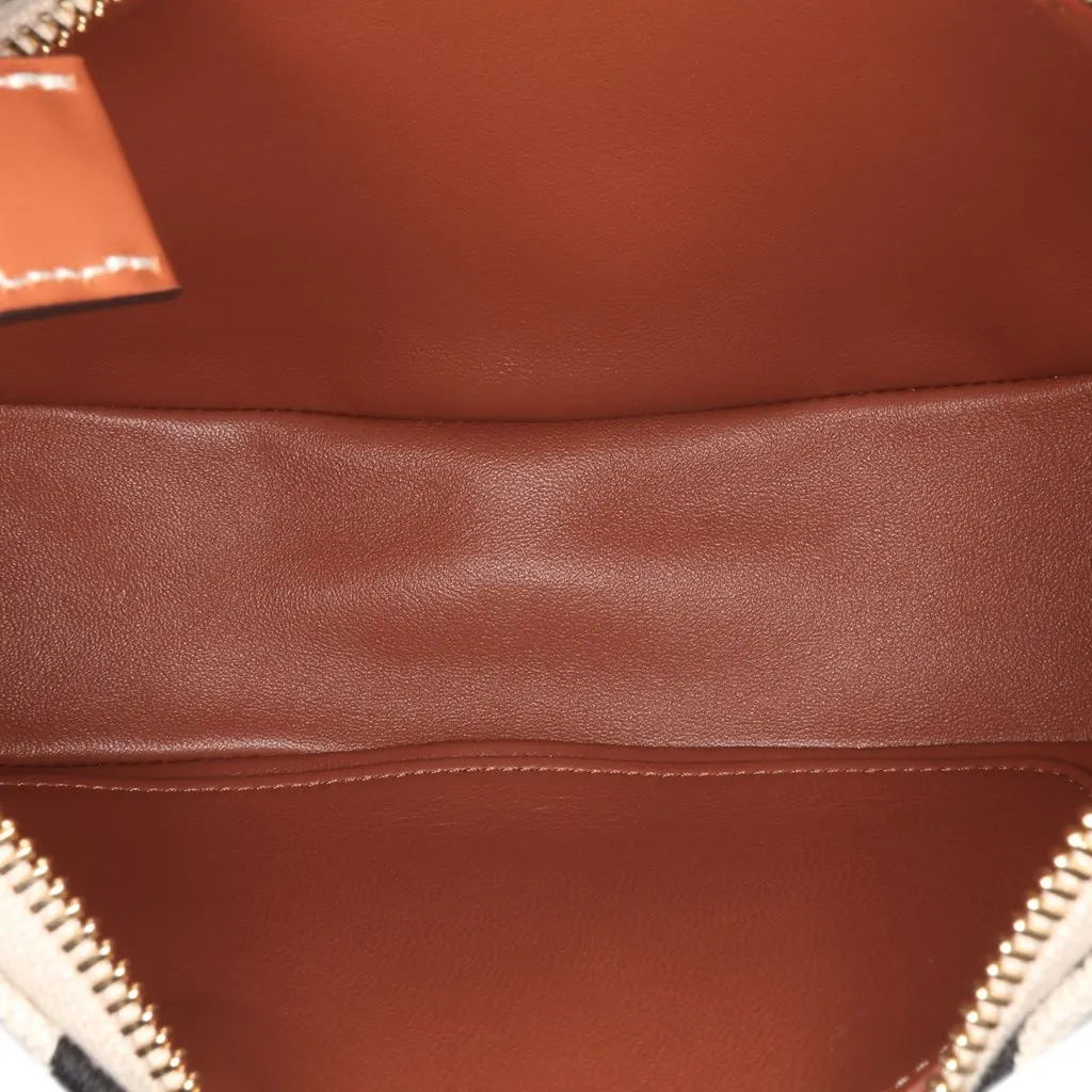 Celine Zebra Print Canvas Ava Shoulder Bag Brown Canvas Good - Model View