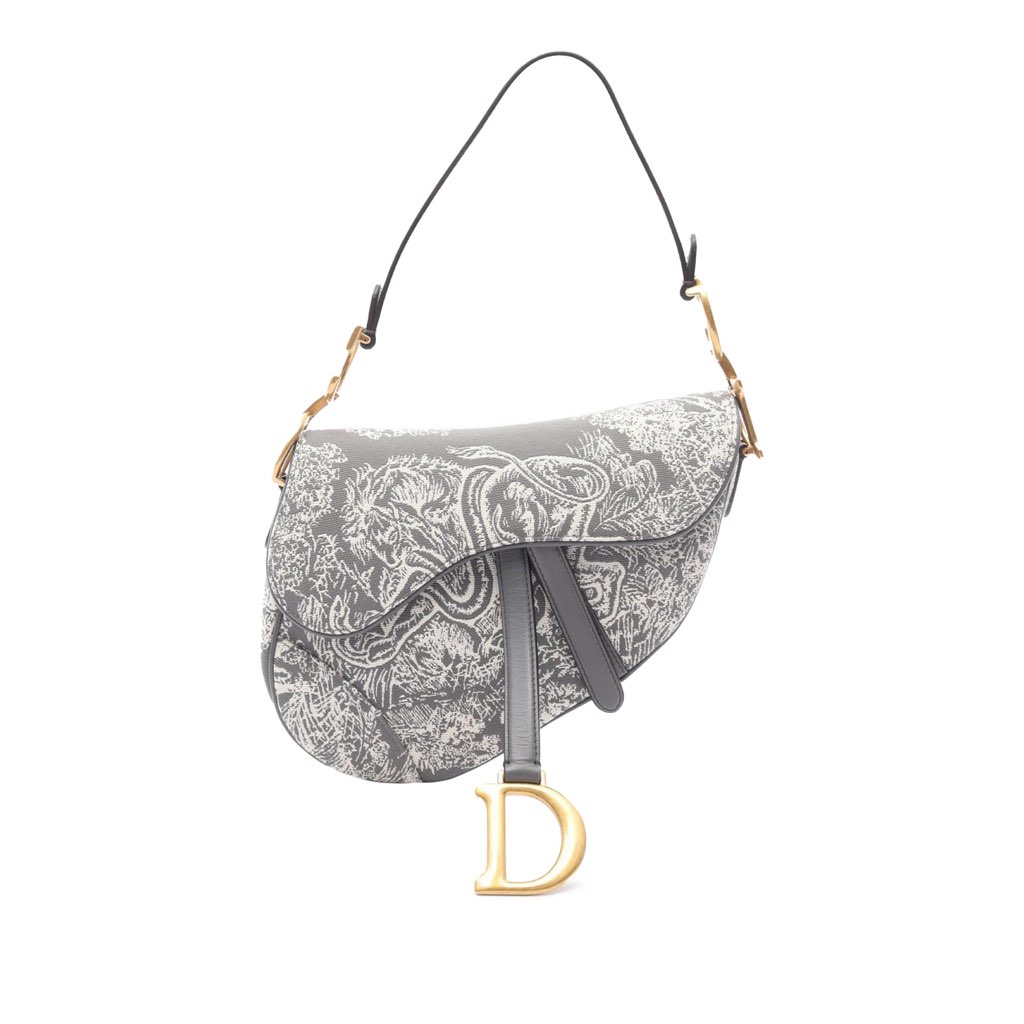 Dior Canvas Embroidered Reverse Toile De Jouy Saddle Bag