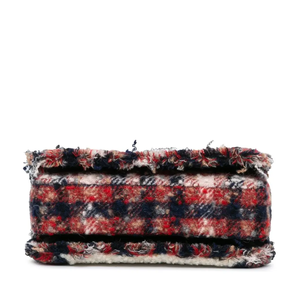 Chanel CC Tweed and Shearling Single Flap MultiColor Tweed Good - Inside View