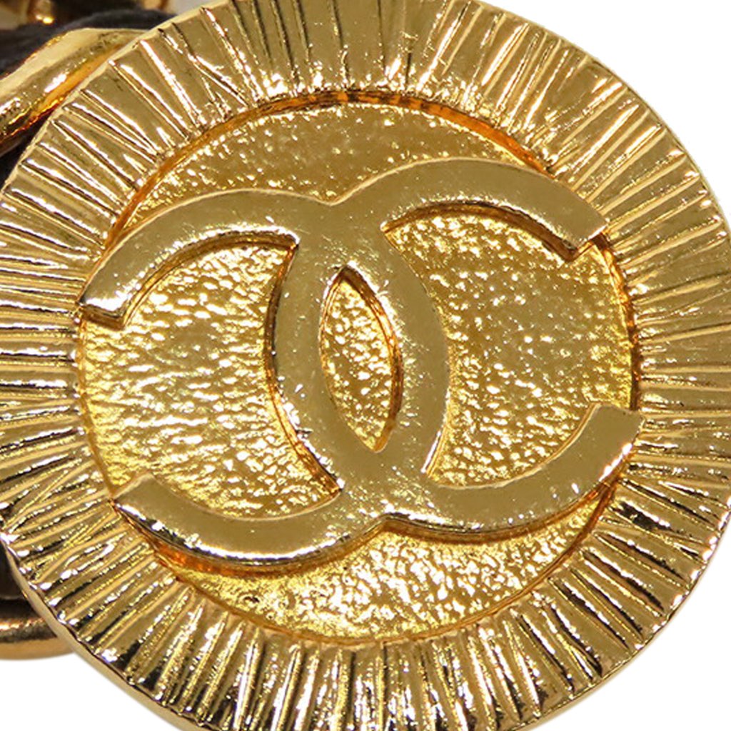 Chanel Gold Plated CC Medallion Leather Woven Chain Belt - 2