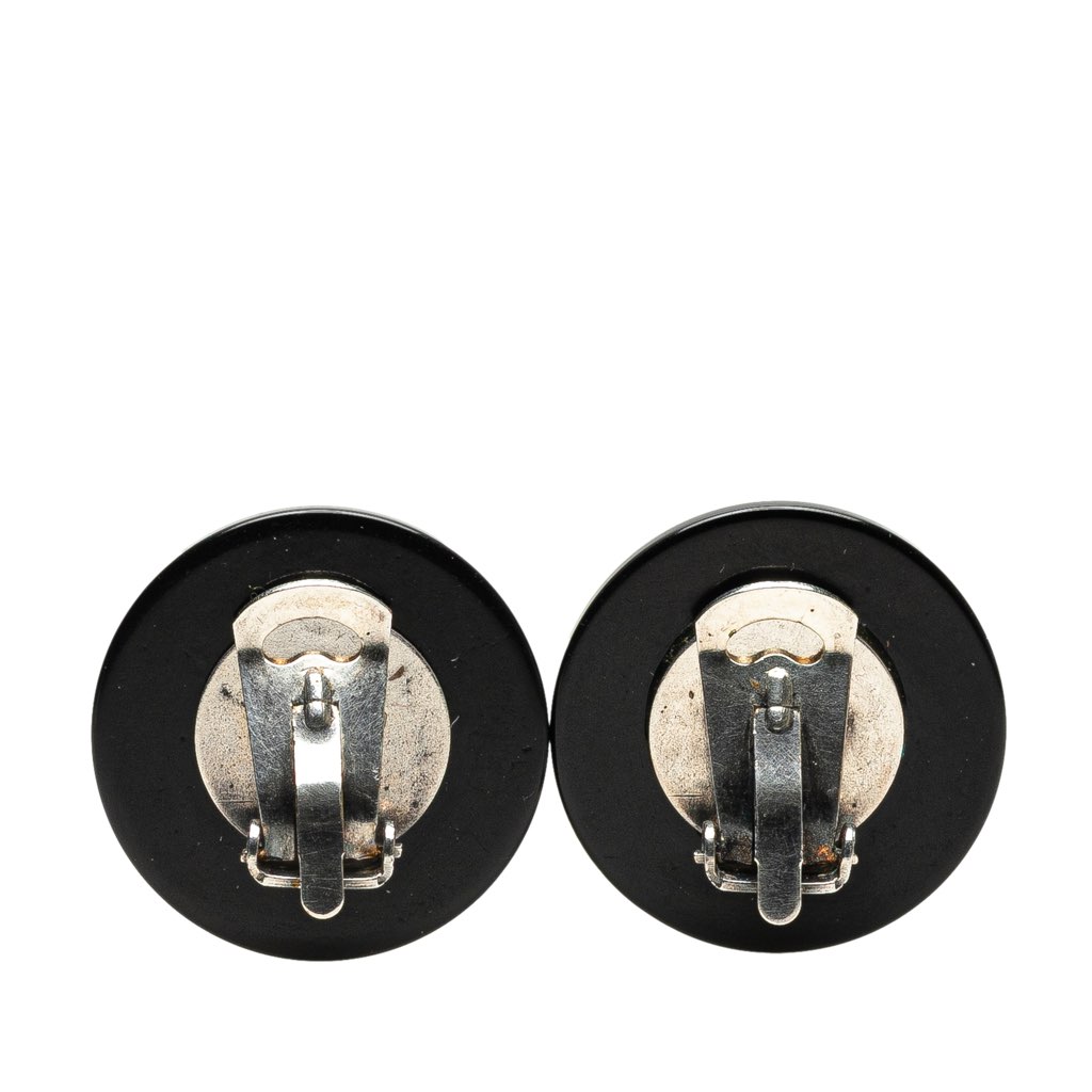 Chanel Resin CC Button Clip on Earrings - Back view