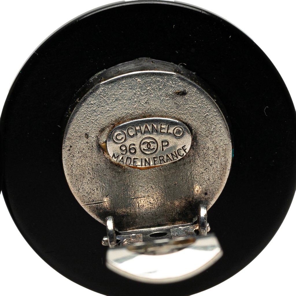 Chanel Resin CC Button Clip on Earrings - Image 6