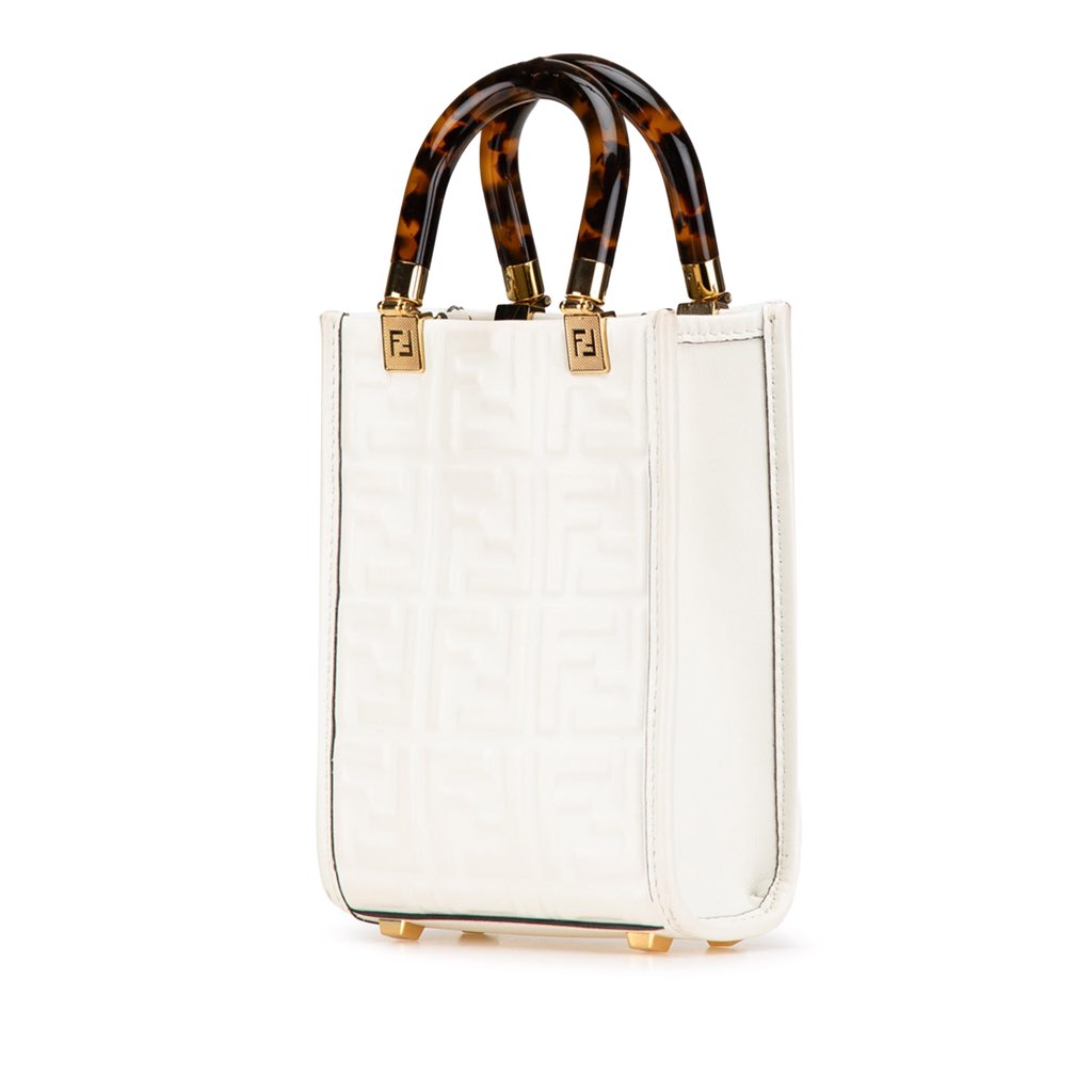 Fendi Mini Zucca Embossed Leather Sunshine Shopper Tote - 2