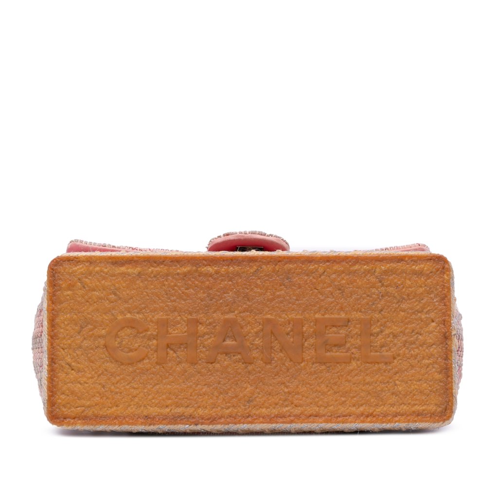 Chanel Quilted Cotton and  Jute Espadrille Chain Flap - 3