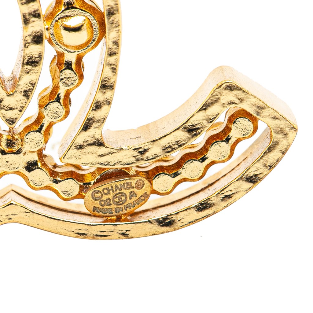 Chanel Gold Plated Faux Pearl CC Brooch - 3