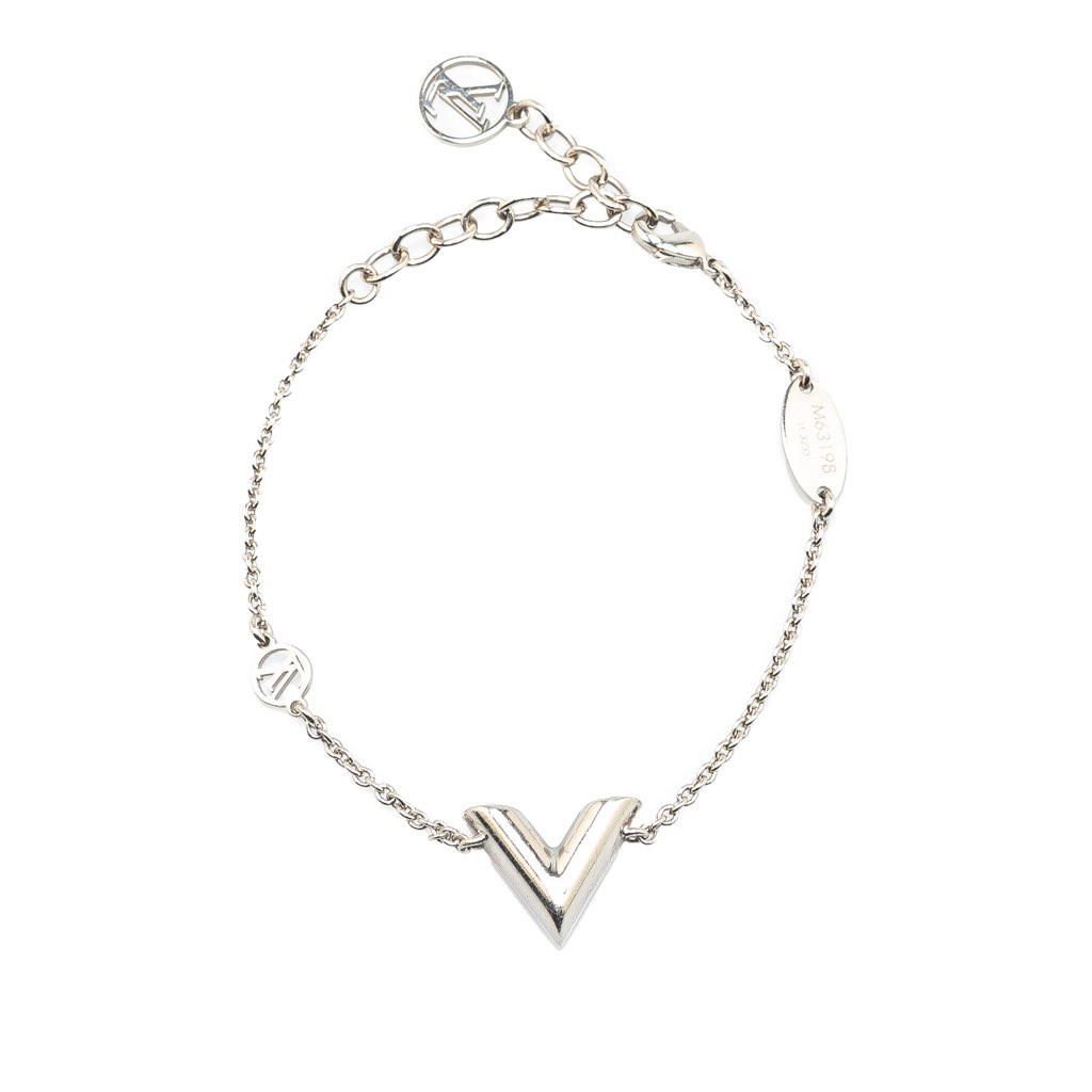 Louis Vuitton Silver Plated Essential V Supple Bracelet
