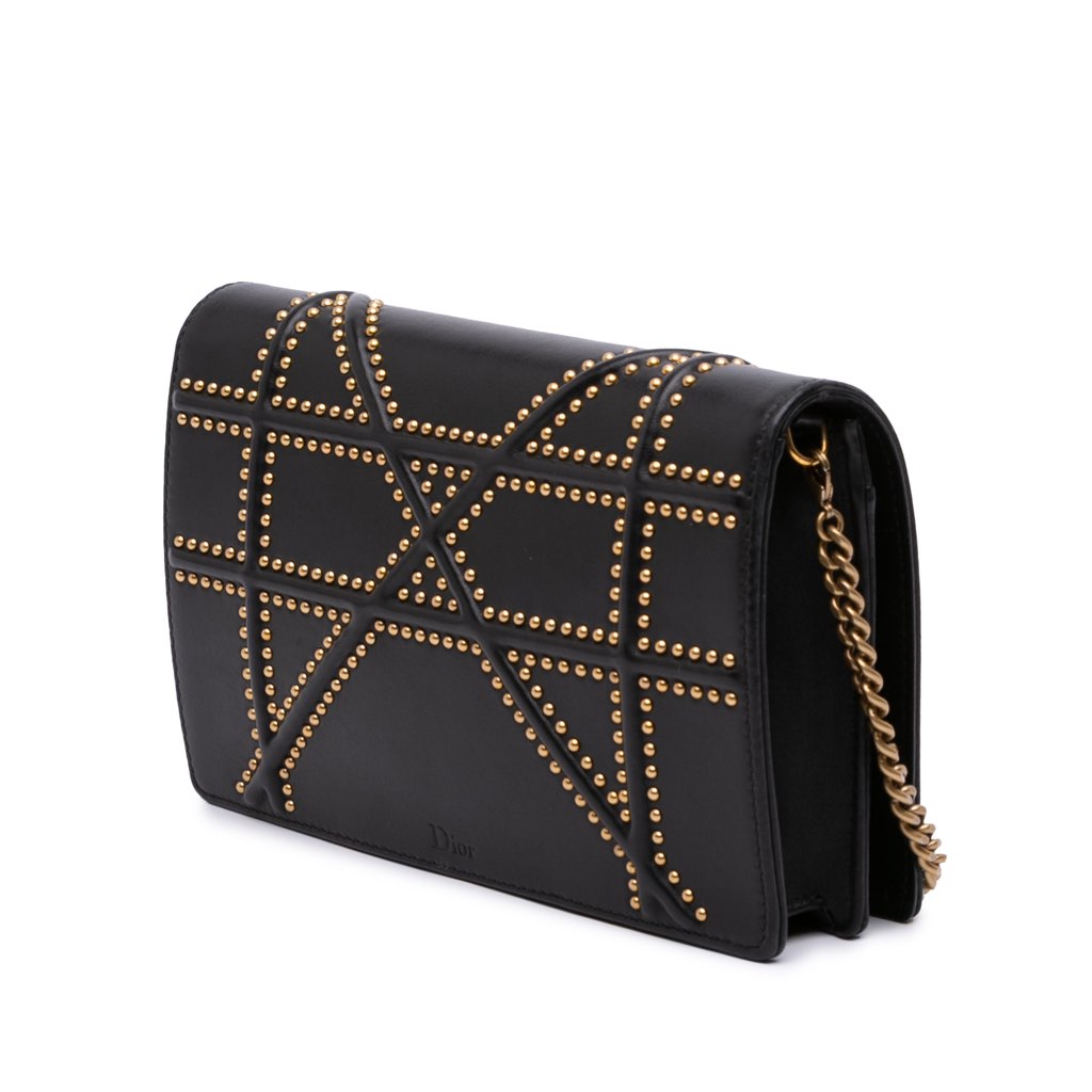 Dior Calfskin Studded Diorama Wallet on Chain - 2