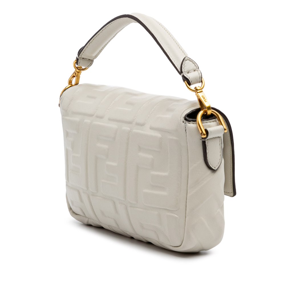 Fendi Mini Zucca Embossed Leather Baguette Satchel - Back view