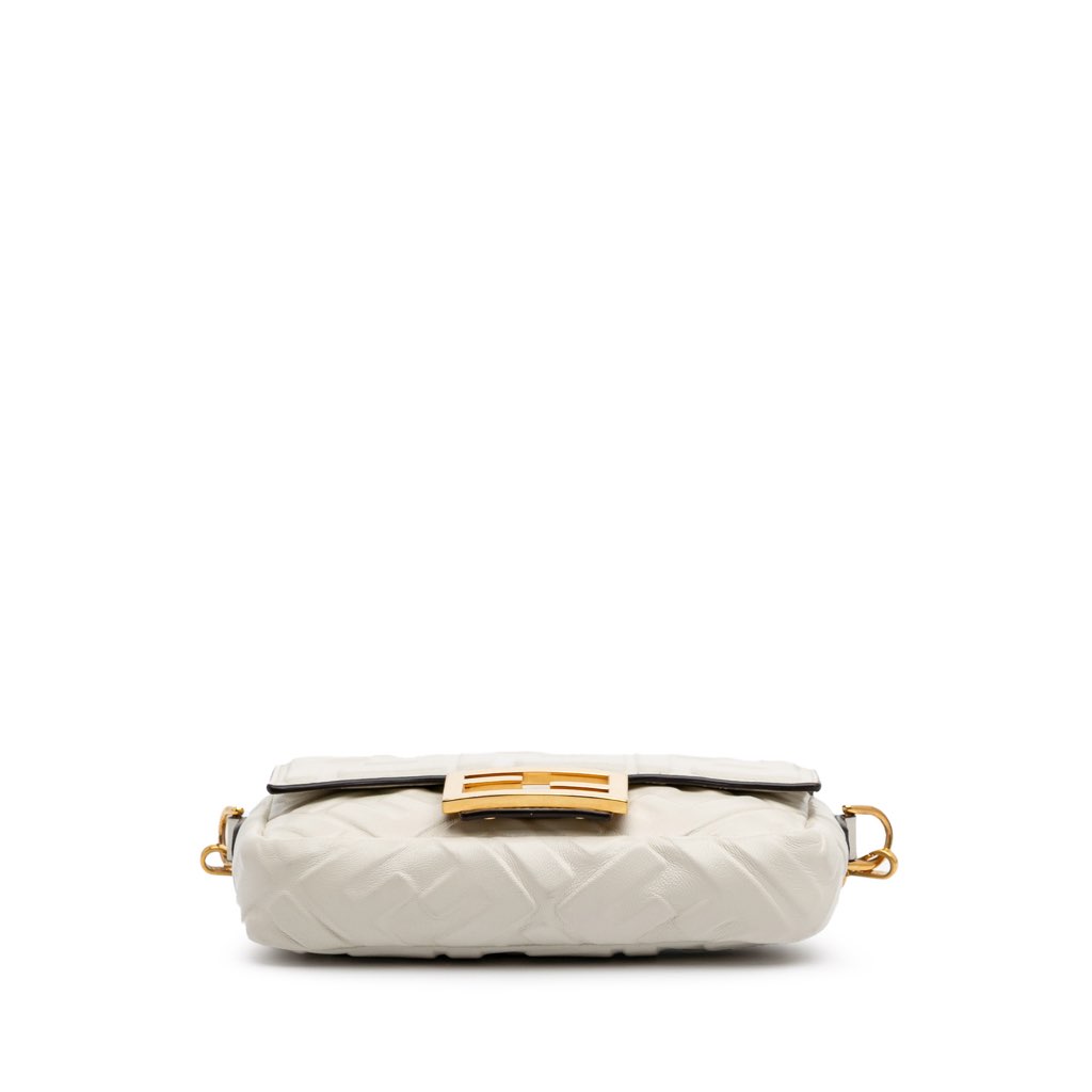 Fendi Mini Zucca Embossed Leather Baguette Satchel - Image 6