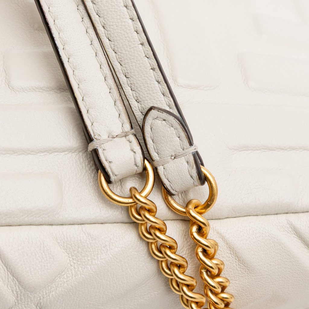 Fendi Mini Zucca Embossed Leather Baguette Satchel - Image 11