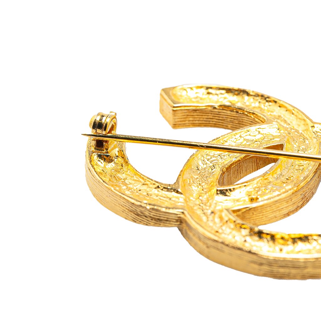 Chanel Gold Plated Rhinestone CC Brooch - 4