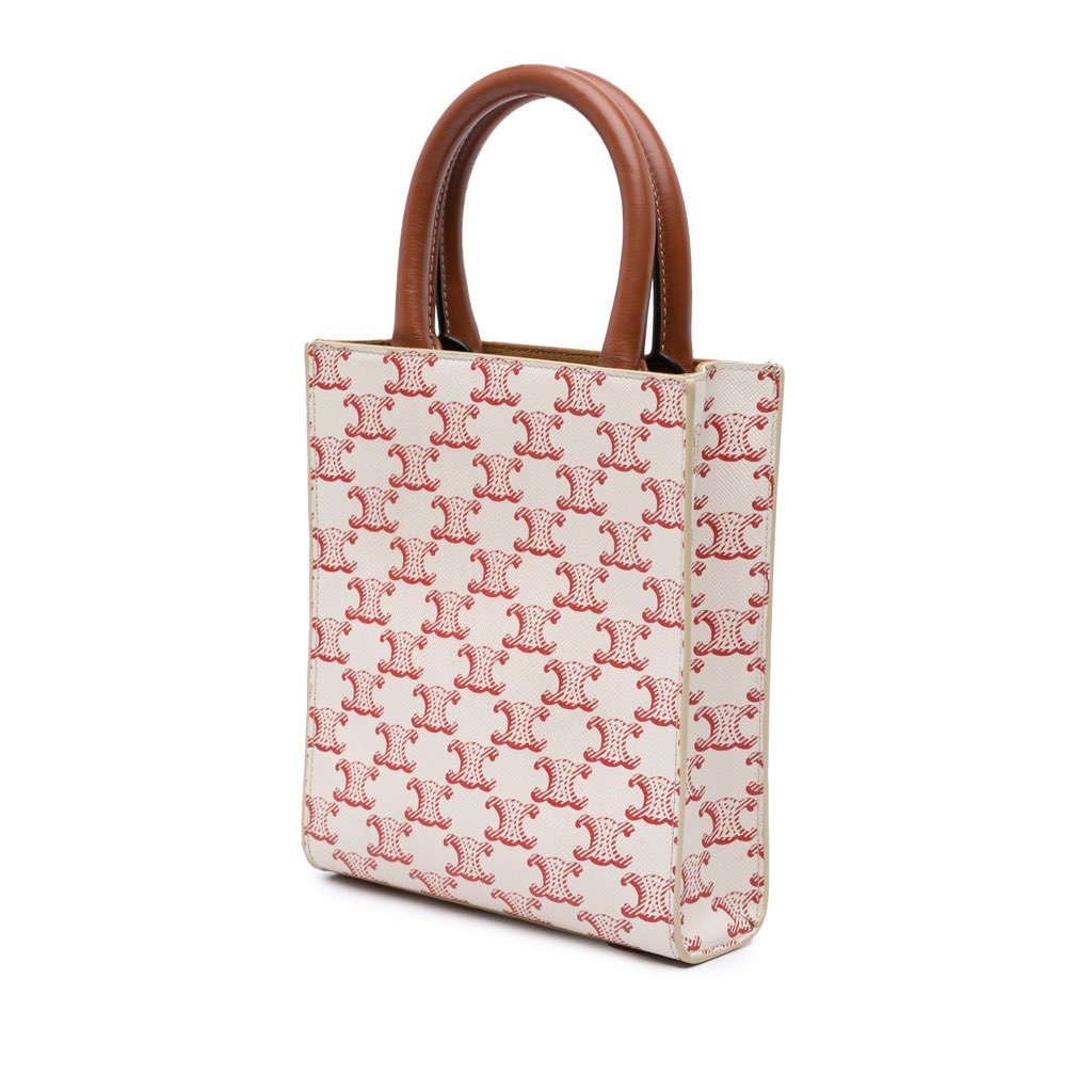 Celine Mini Triomphe Coated Canvas Vertical Cabas Satchel - Back view