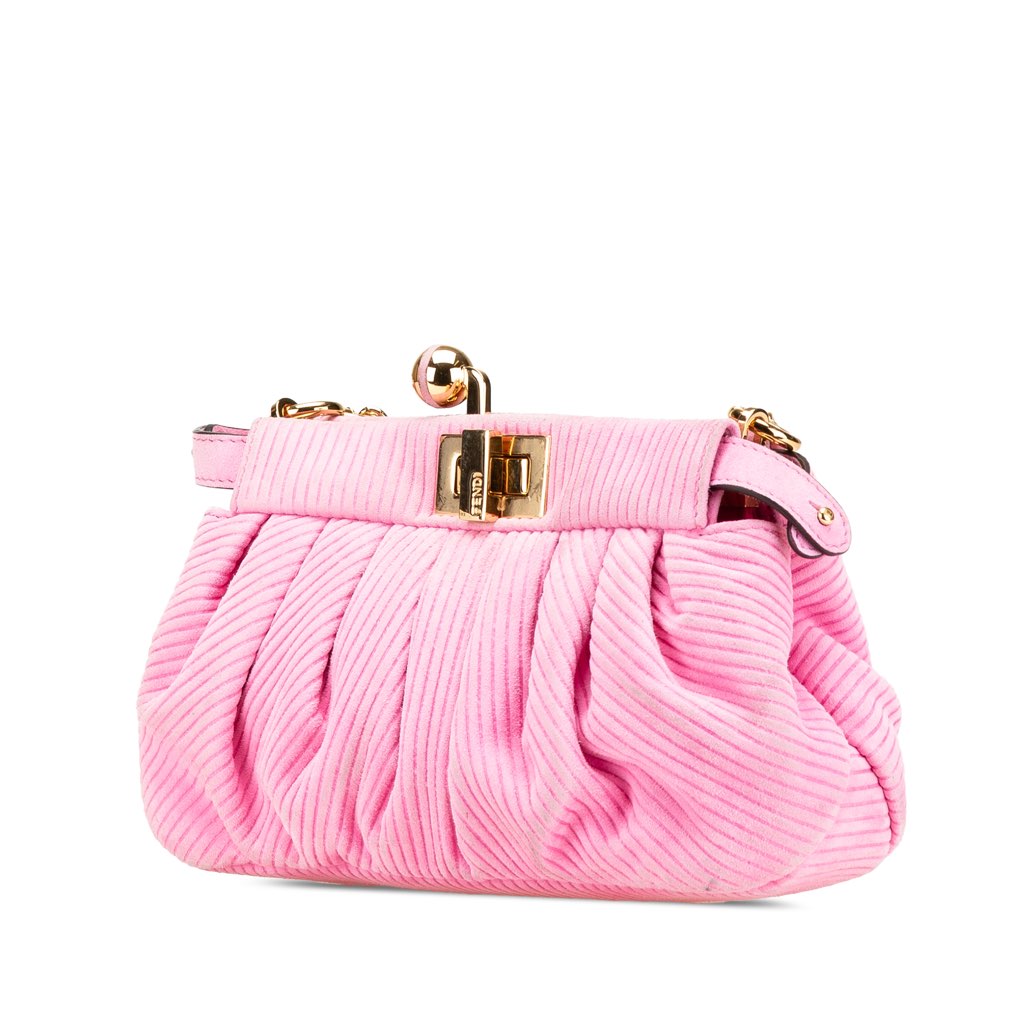 Fendi Small Embossed Suede Peekaboo Click Clutch on Chain - Back view