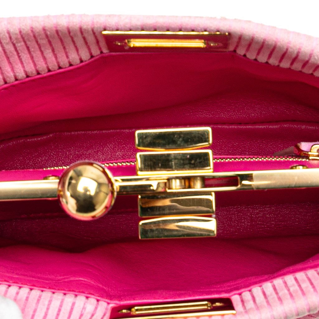 Fendi Small Embossed Suede Peekaboo Click Clutch on Chain - 4