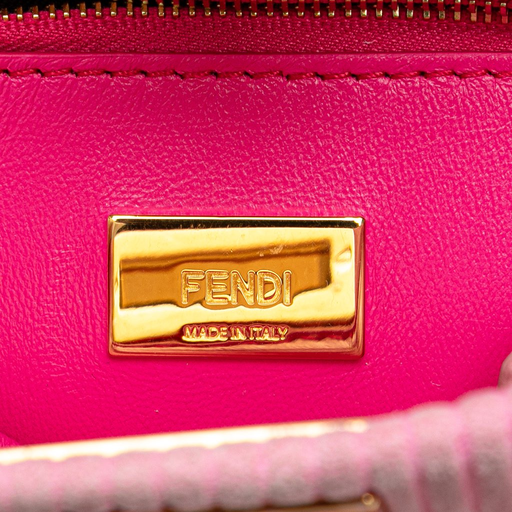 Fendi Small Embossed Suede Peekaboo Click Clutch on Chain - Detail 1