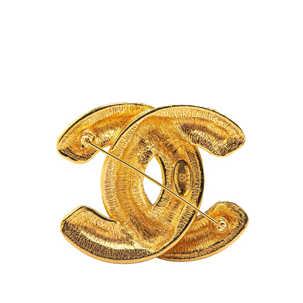 Chanel CC Gold Plated Quilted Brooch - 2