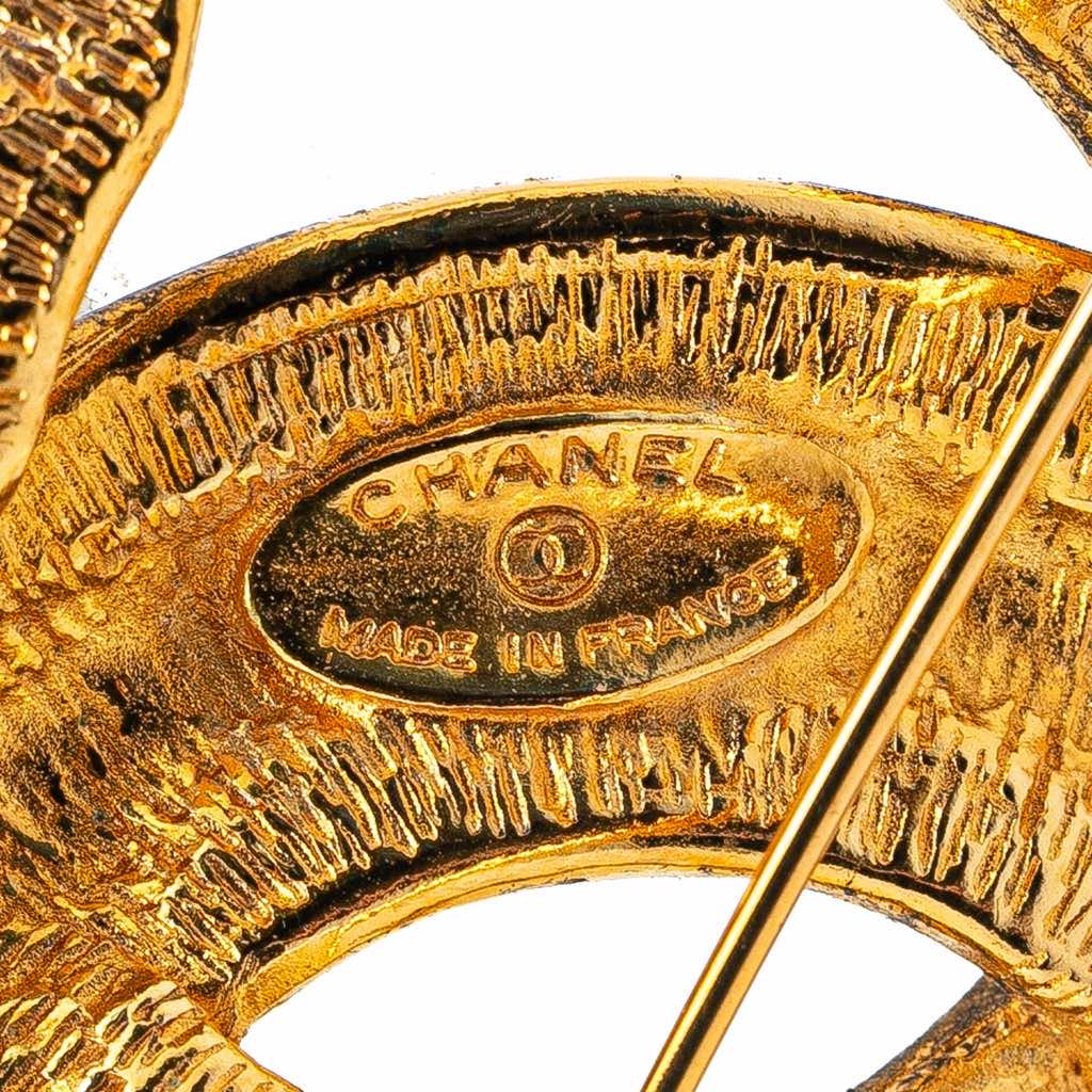 Chanel CC Gold Plated Quilted Brooch - 3