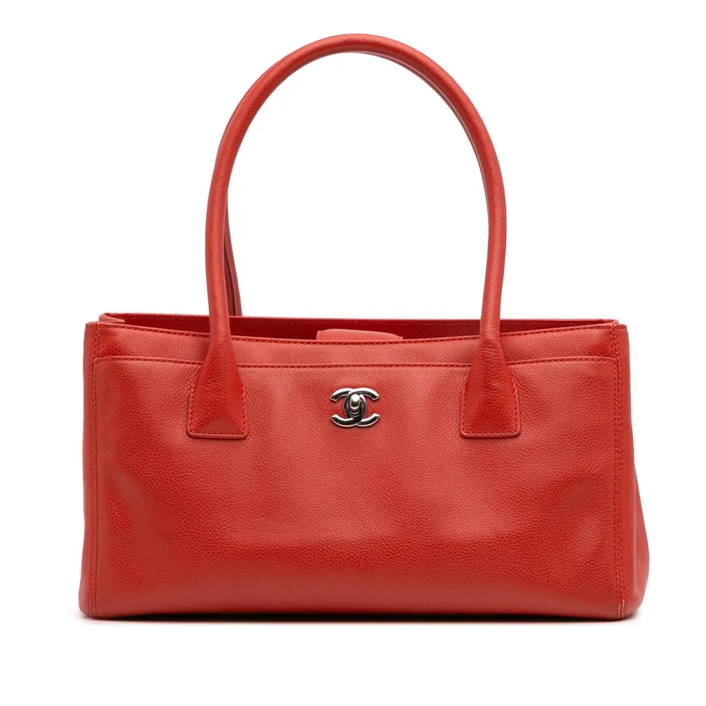 Chanel Small Calfskin Executive Cerf Tote Red Leather Good - Front View