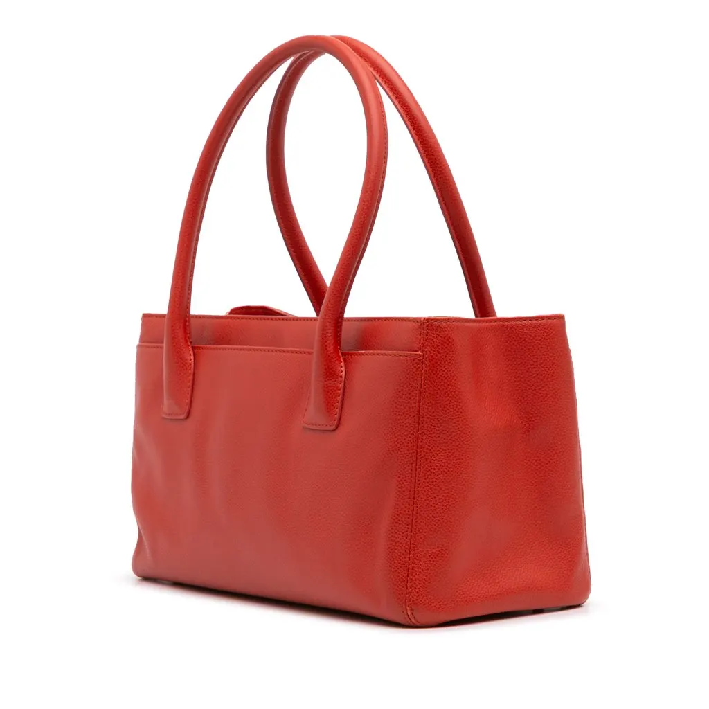 Chanel Small Calfskin Executive Cerf Tote Red Leather Good - Back View