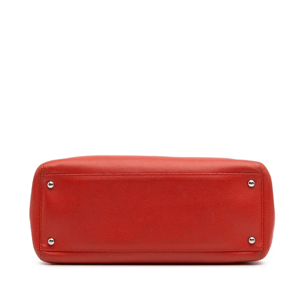 Chanel Small Calfskin Executive Cerf Tote Red Leather Good - Inside View