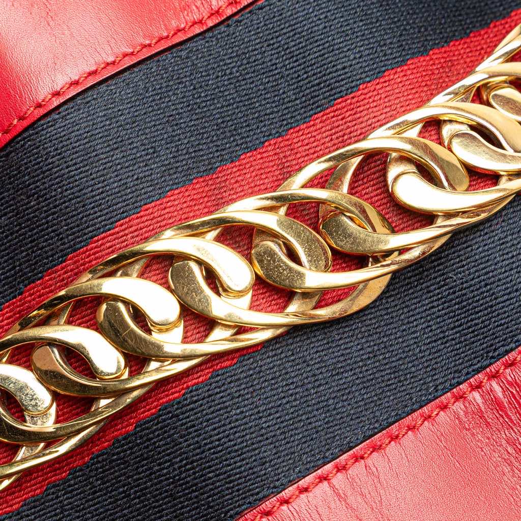 Gucci Medium Leather Sylvie Top Handle Bag - Image 10