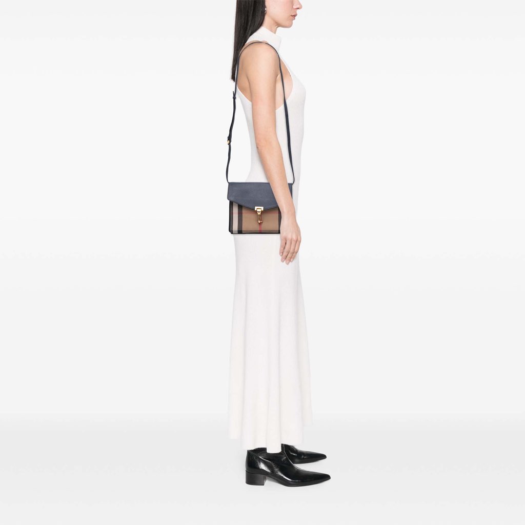 Burberry House Check Canvas and Leather Derby Macken Crossbody - Image 15