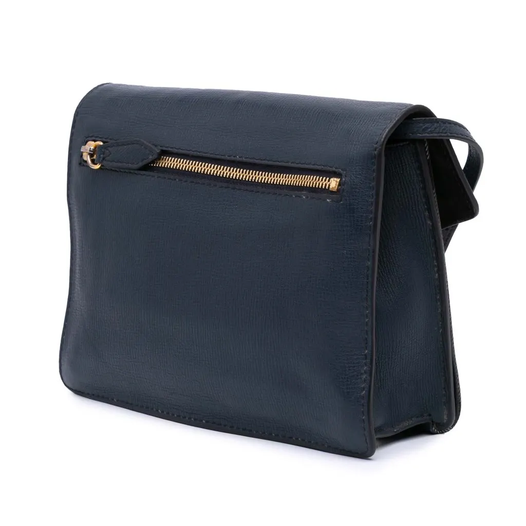Burberry House Check Canvas and Leather Derby Macken Crossbody Blue Leather Good - Back View