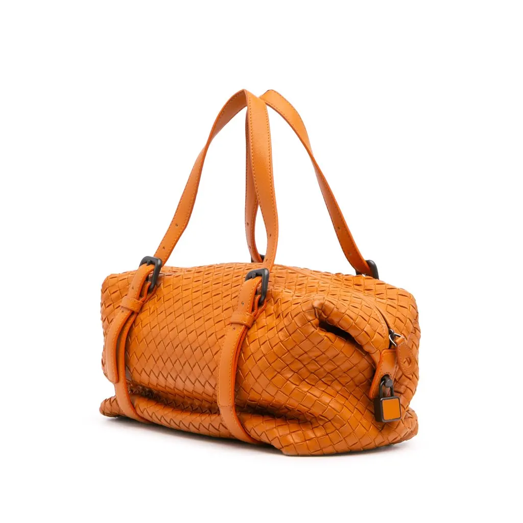 Bottega Veneta Nappa Intrecciato Montaigne Shoulder Bag Orange Leather Good - Back View