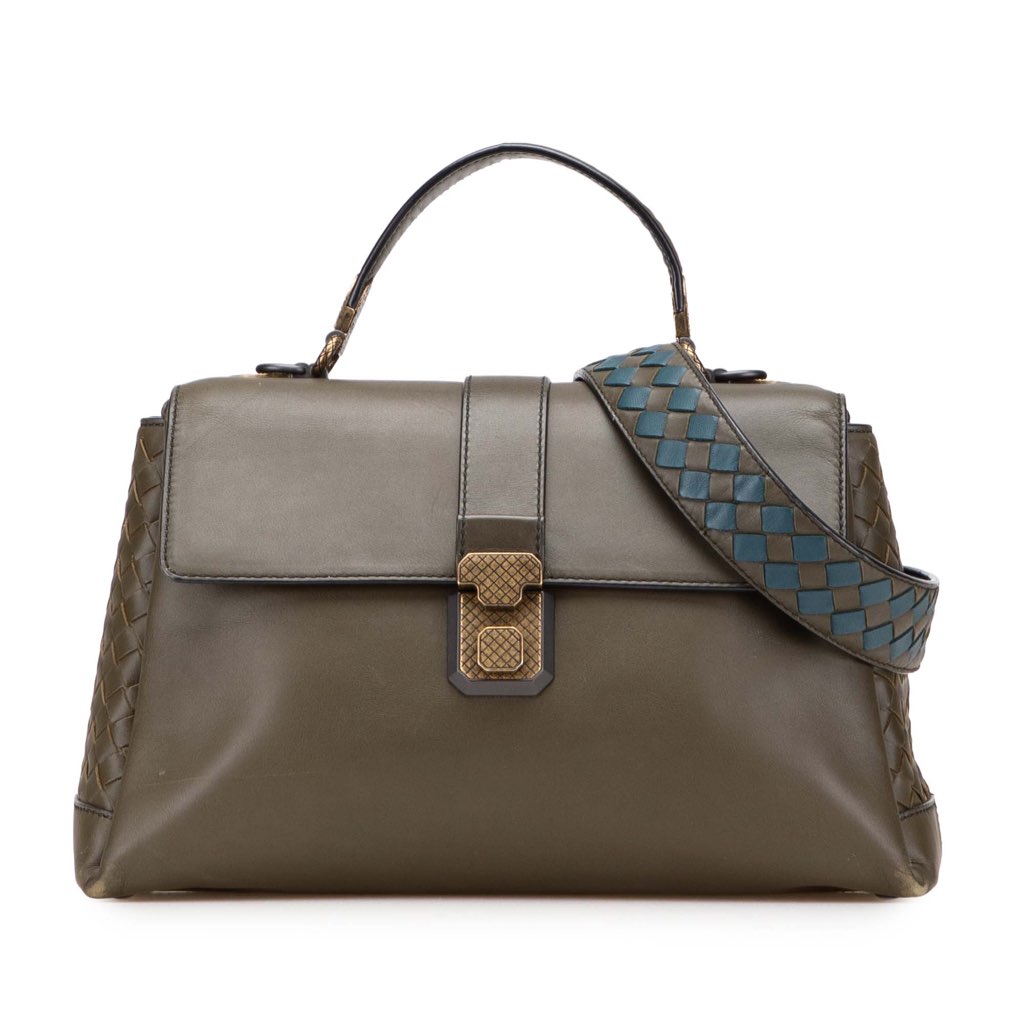 Bottega Veneta Medium Intrecciato Trimmed Nappa Piazza Satchel