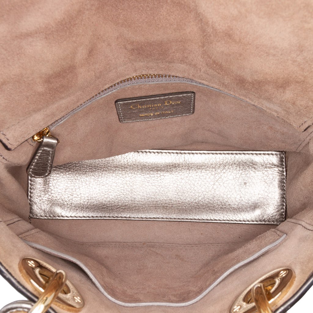 Dior Small Metallic Grained Calfskin Cannage Supple Lady Dior - 4