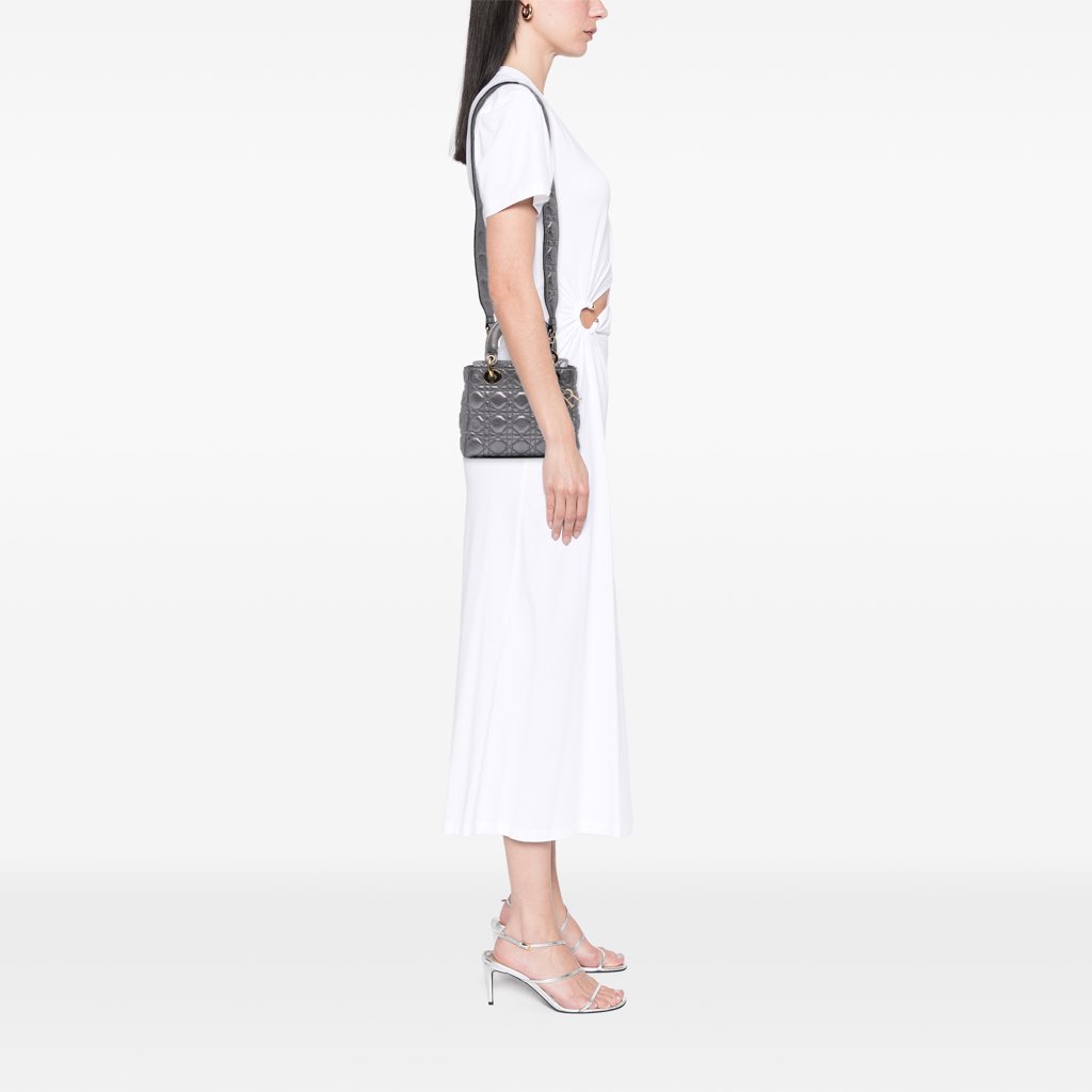 Dior Small Metallic Grained Calfskin Cannage Supple Lady Dior - Image 10