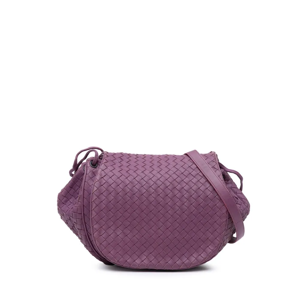 Bottega Veneta Nappa Intrecciato Flap Crossbody Purple Leather Good - Front View