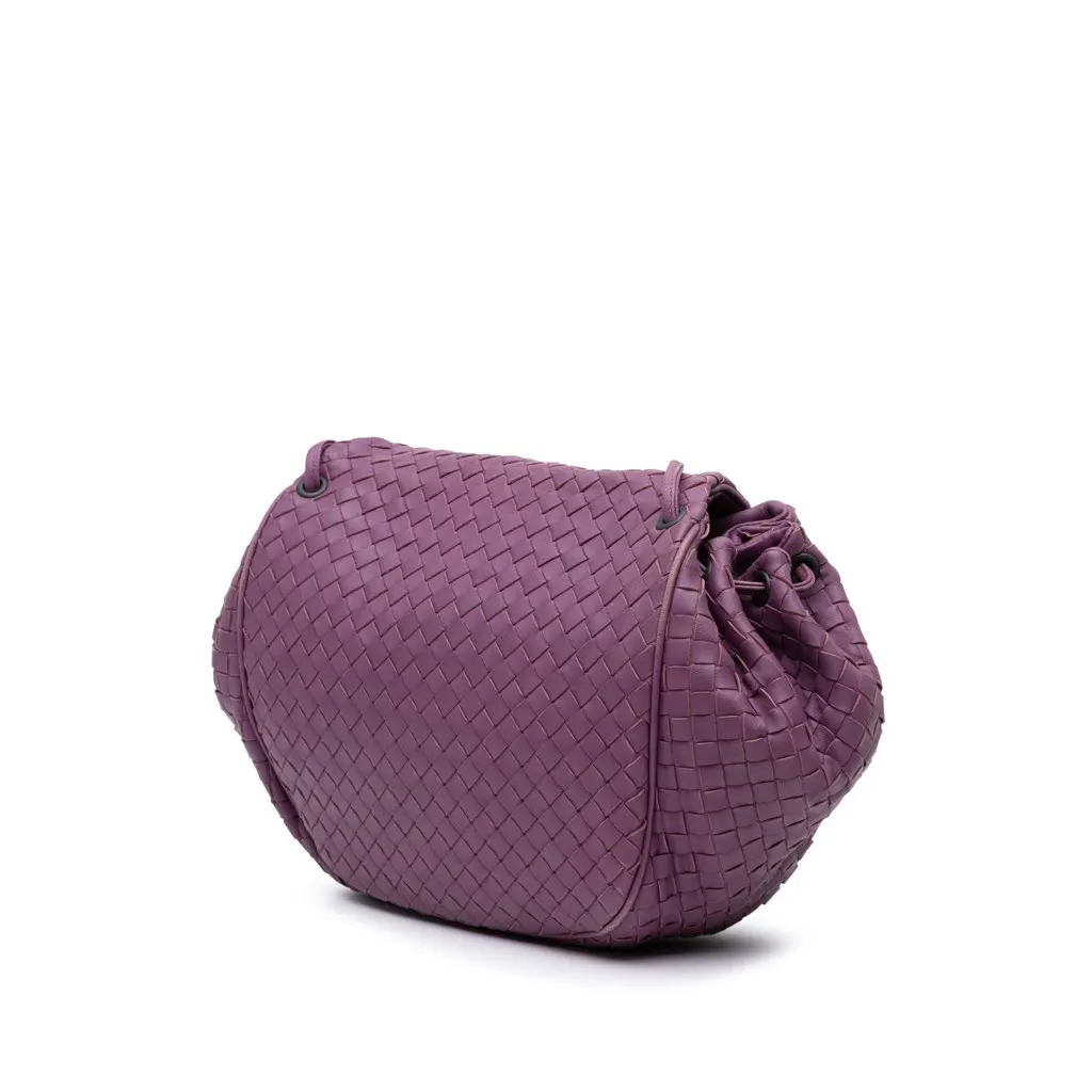 Bottega Veneta Nappa Intrecciato Flap Crossbody Purple Leather Good - Back View