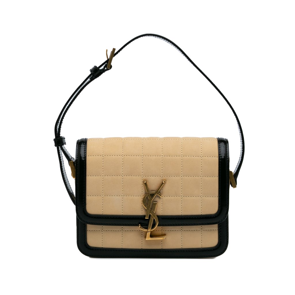 Saint Laurent Small Quilted Suede Solferino Satchel In Box