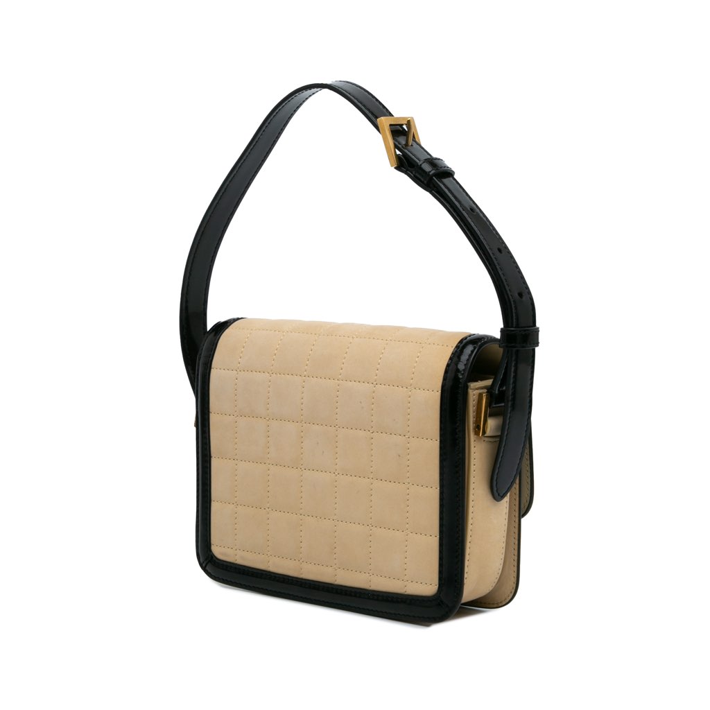 Saint Laurent Small Quilted Suede Solferino Satchel In Box - Back view