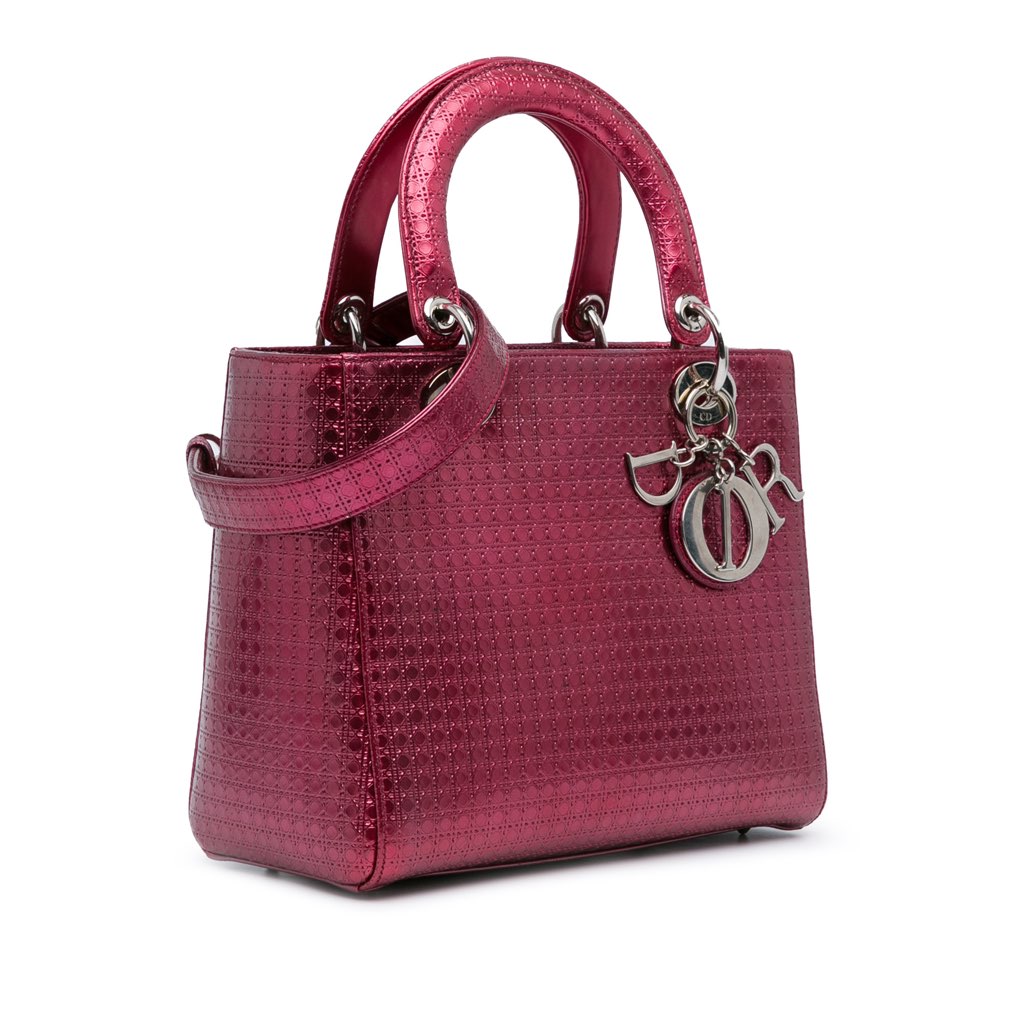 Dior Medium Metallic Patent Microcannage Lady Dior - 2