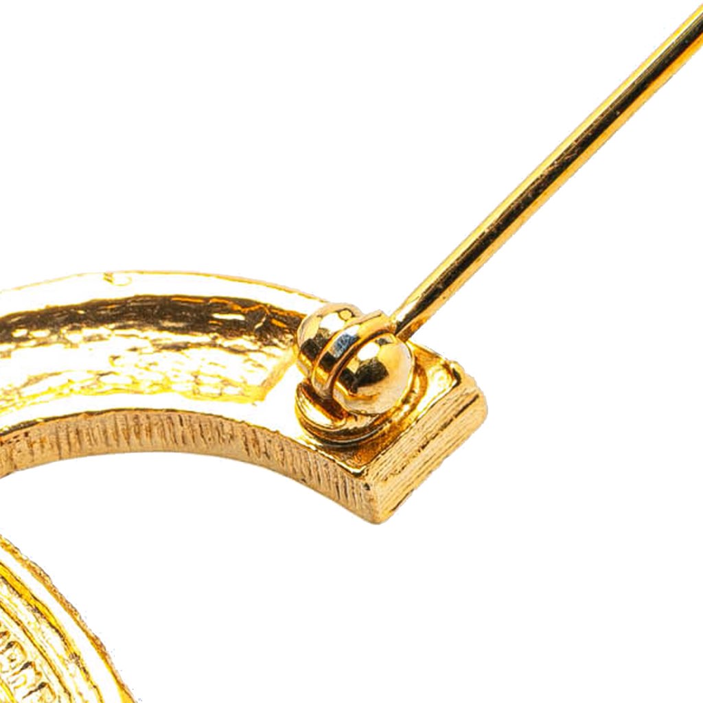 Chanel Gold Plated CC Rhinestones Turn Lock Brooch - 4