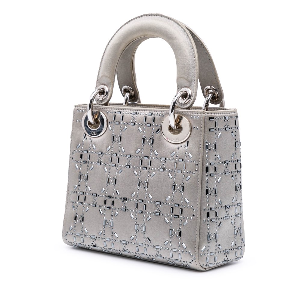 Dior Mini Satin Cannage Strass Crystal Embellished Lady Dior - 2