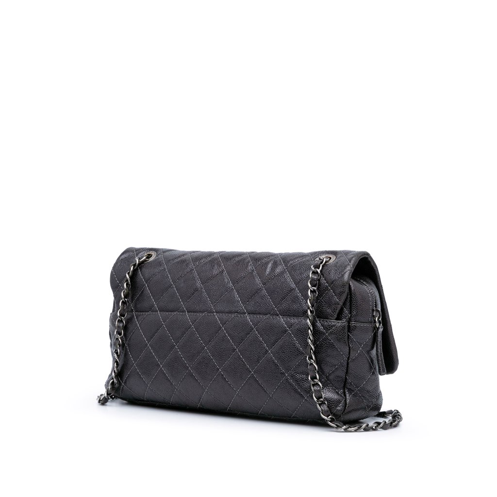 Chanel Jumbo Quilted Caviar Easy Flap - Back view