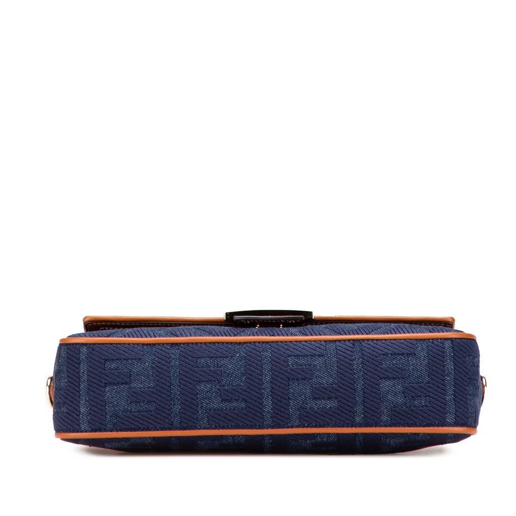 Fendi Zucca Embroidered Denim Baguette Satchel - Image 6