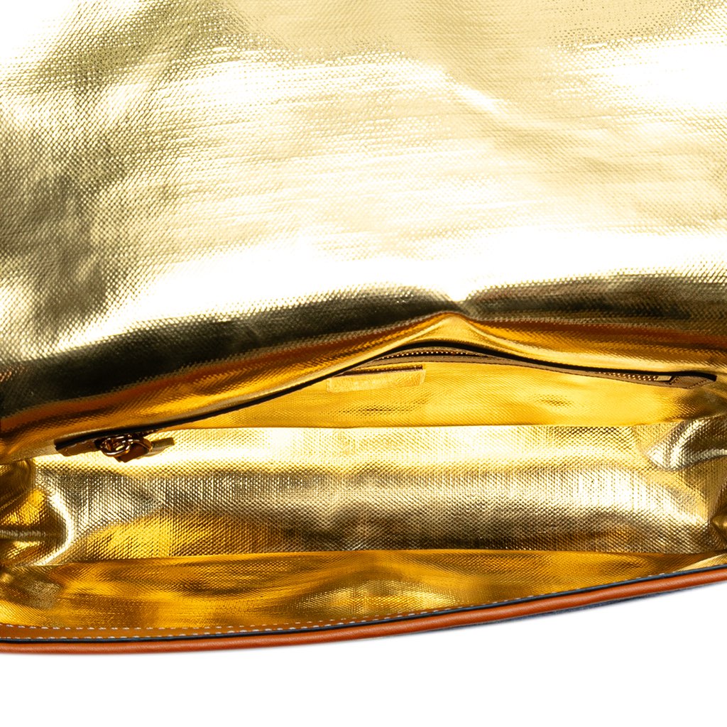 Fendi Zucca Embroidered Denim Baguette Satchel - 4