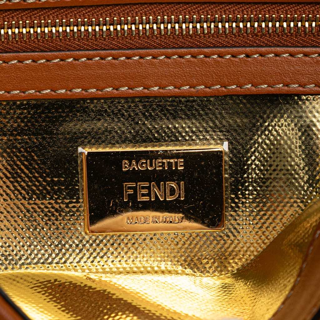 Fendi Zucca Embroidered Denim Baguette Satchel - Side view