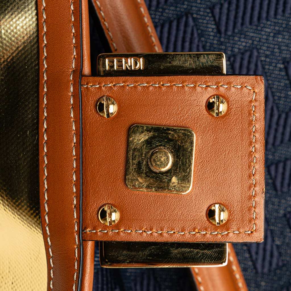 Fendi Zucca Embroidered Denim Baguette Satchel - Detail 2