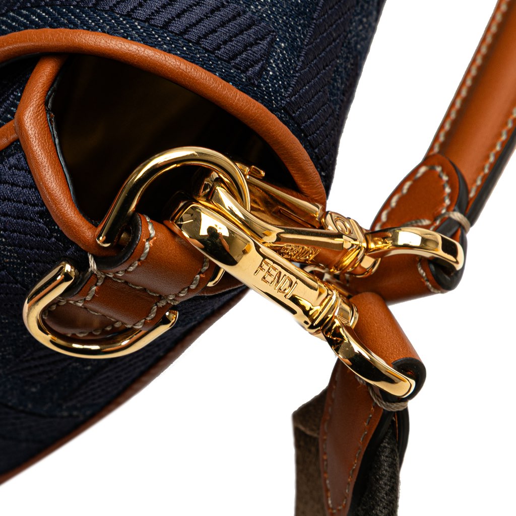 Fendi Zucca Embroidered Denim Baguette Satchel - Image 11